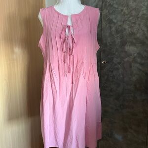 Pink Sleeveless Tie-Front Dress